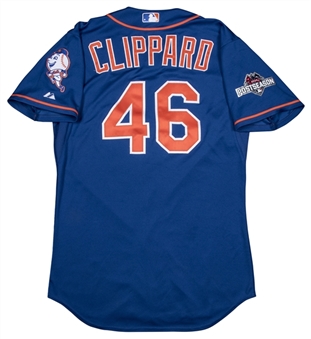 2015 Tyler Clippard NLCS Game Used New York Mets Blue Alternate Jersey Used For 2 Games (MLB Authenticated & Mets COA)